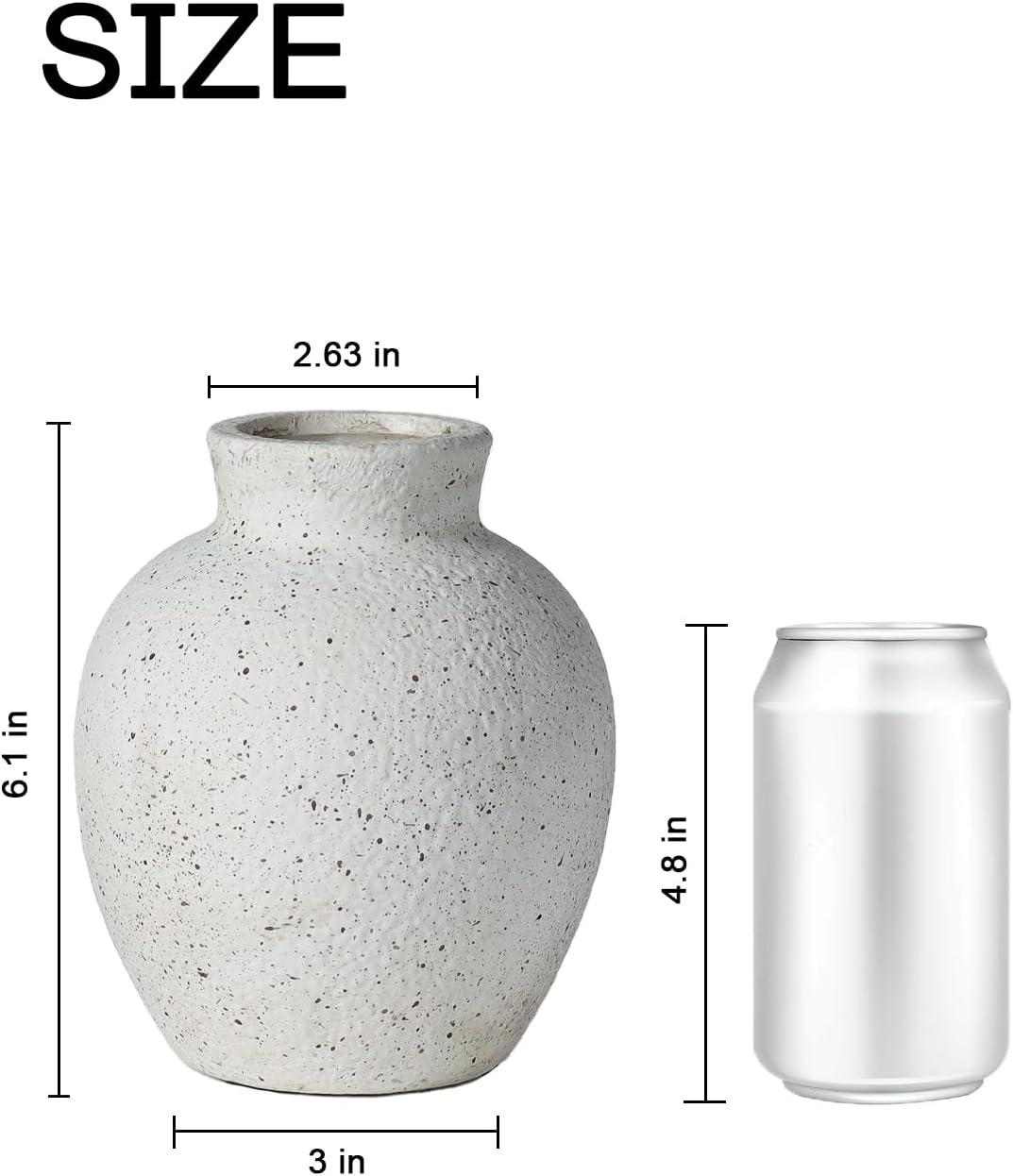 Rustic Ceramic Vase / White / 6.1 Inch