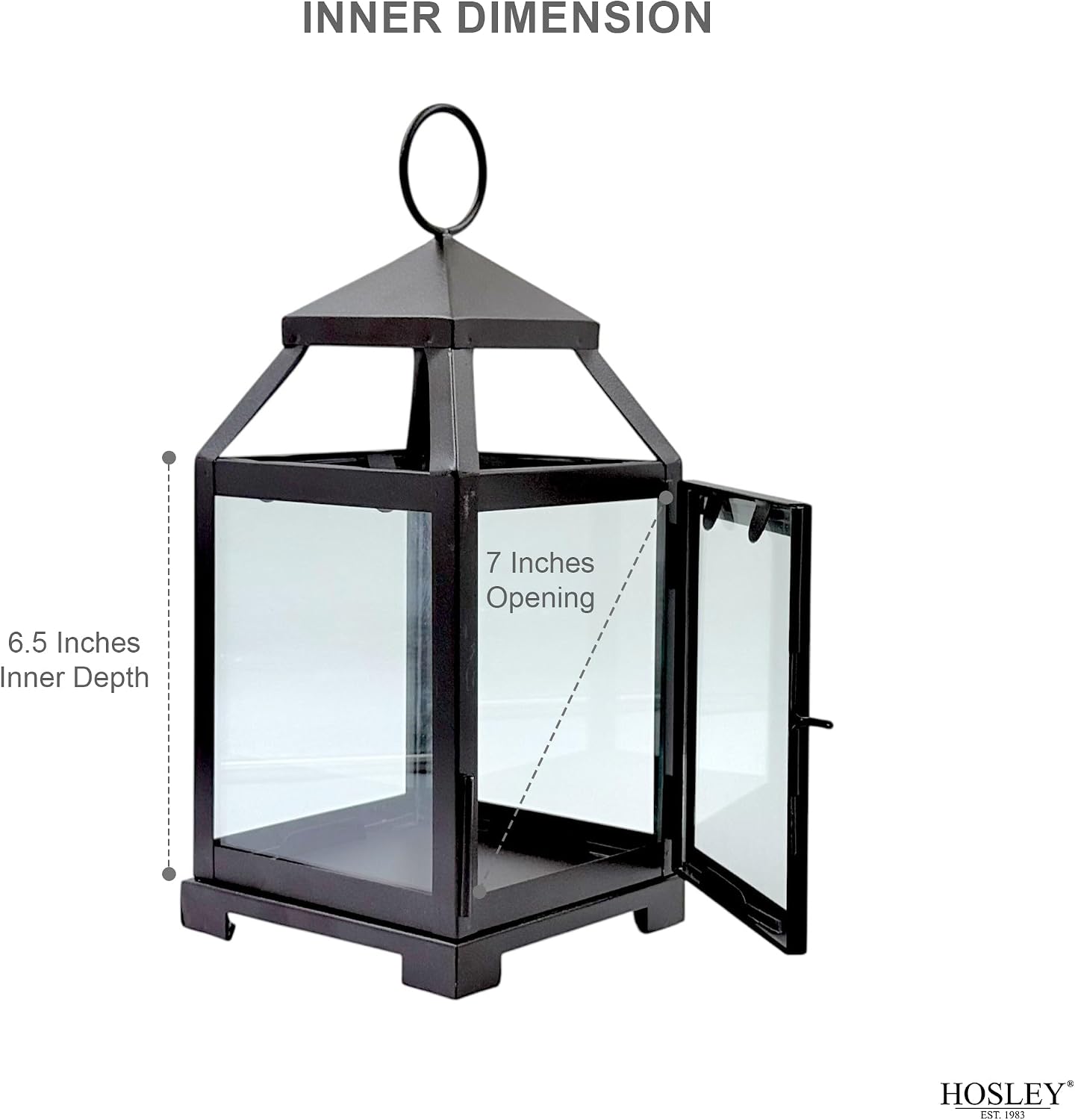 Hosley 12 Inch High Clear Glass and Iron Classic Style Lantern Ideal Gift for Festivities Parties Weddings Aromatherapy