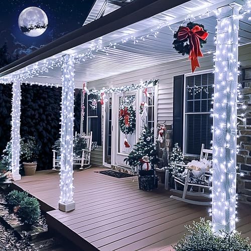JMEXSUSS 91.5ft Connectable 250 LED White Christmas Lights Indoor Outdoor