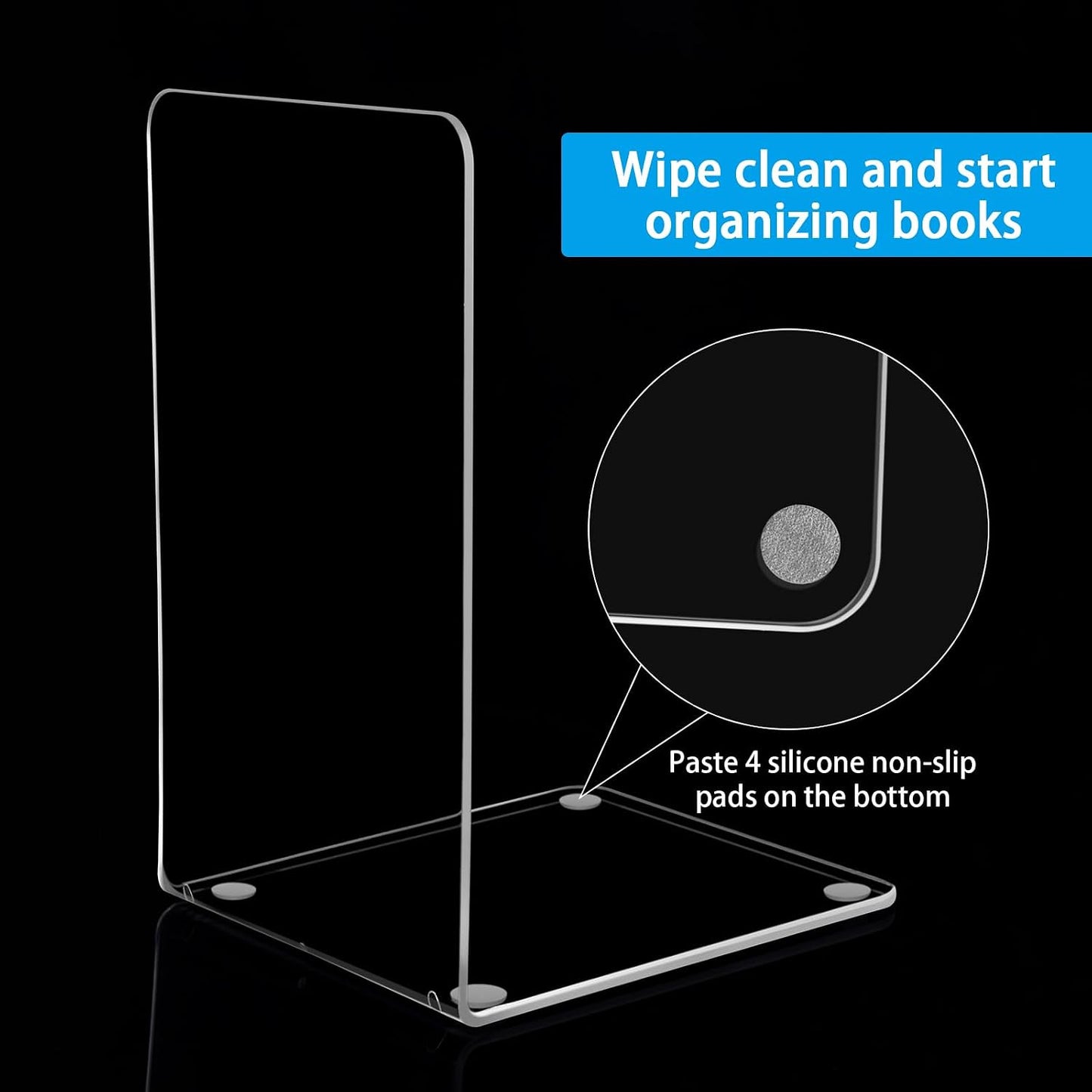 Acrylic Bookends / Book Ends / Clear / Set of 10