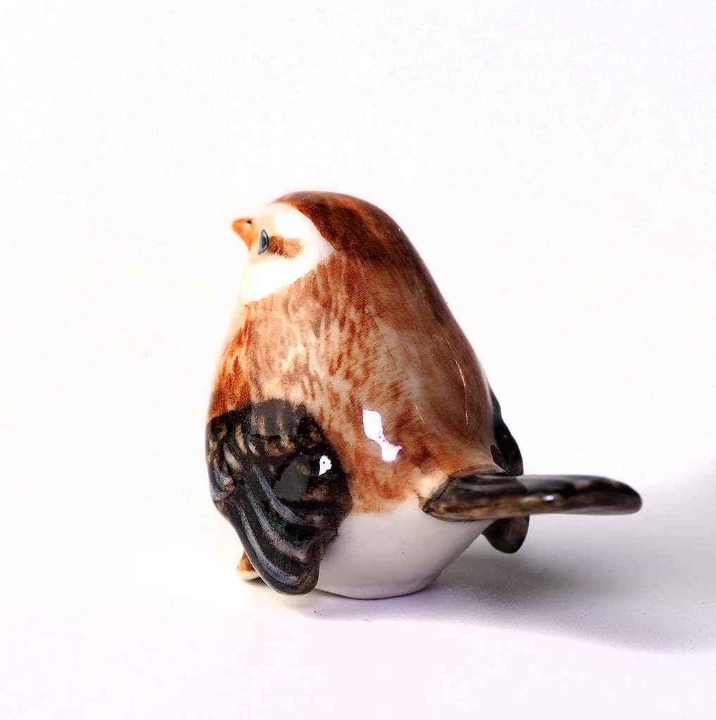 ฺBird Figurine Ceramic Tailorbird Animal Miniature Handmade Gift Decor DIY Craft Design Collectible