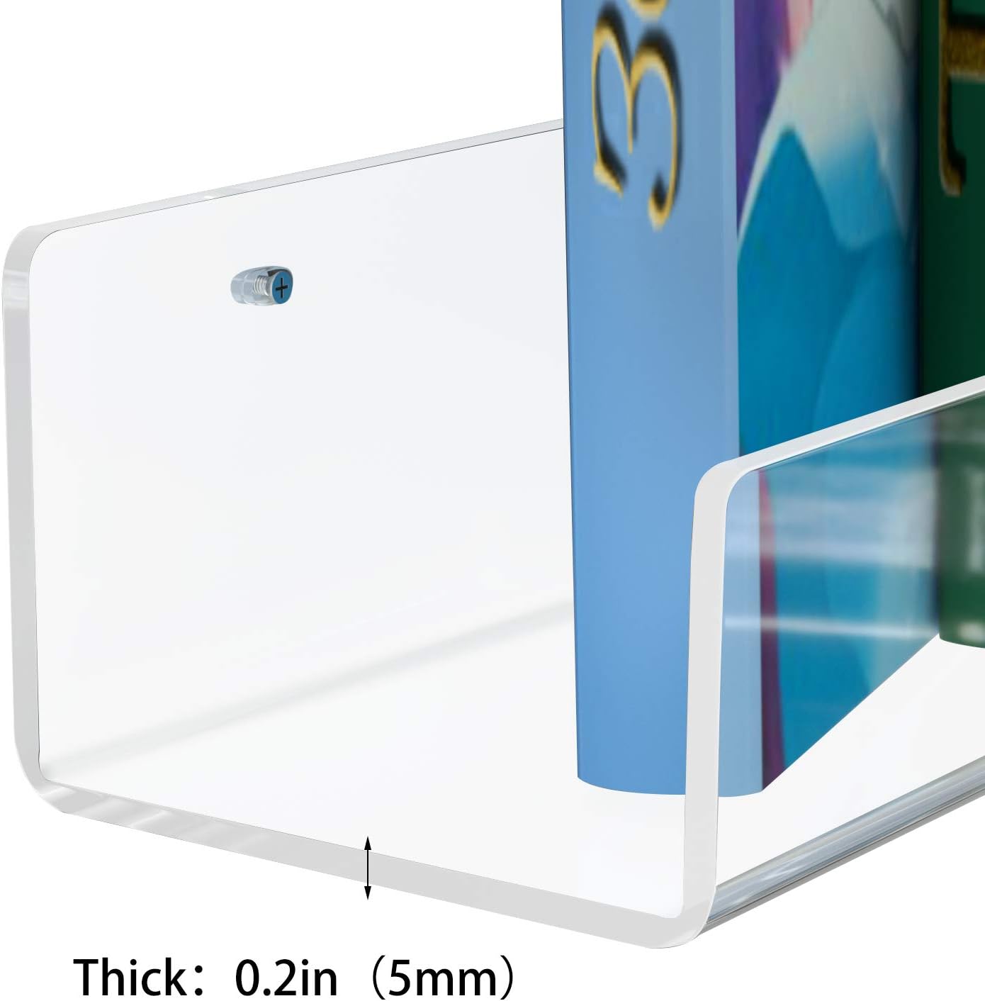 NIUBEE 24”Acrylic Floating Bookshelf for Kids Wall Bookshelves 1 Pack | Premium Acrylic 50% Thicker with Screwdriver