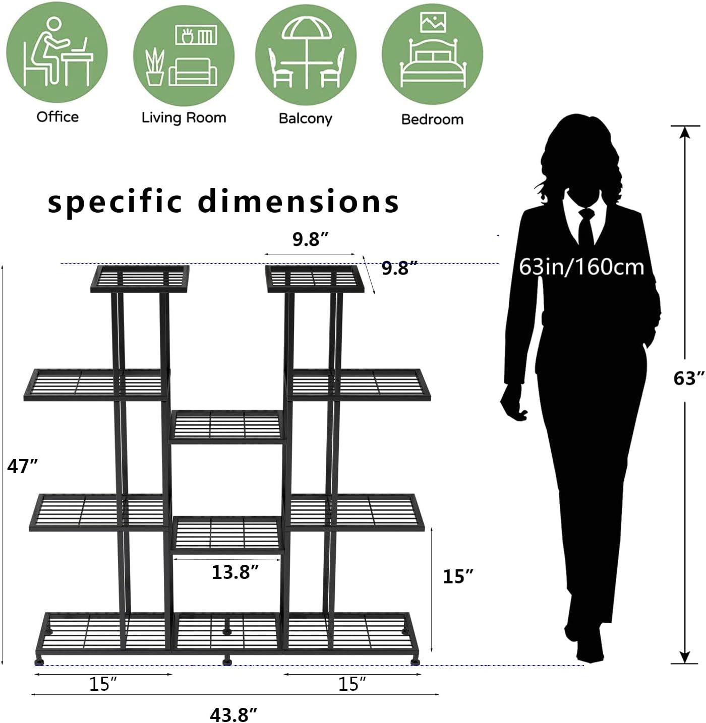 Twhep Heavy Duty Metal Plant Stand, large Multifunctional Plant Stand for Indoor Outdoor, for Tall Large Rack for