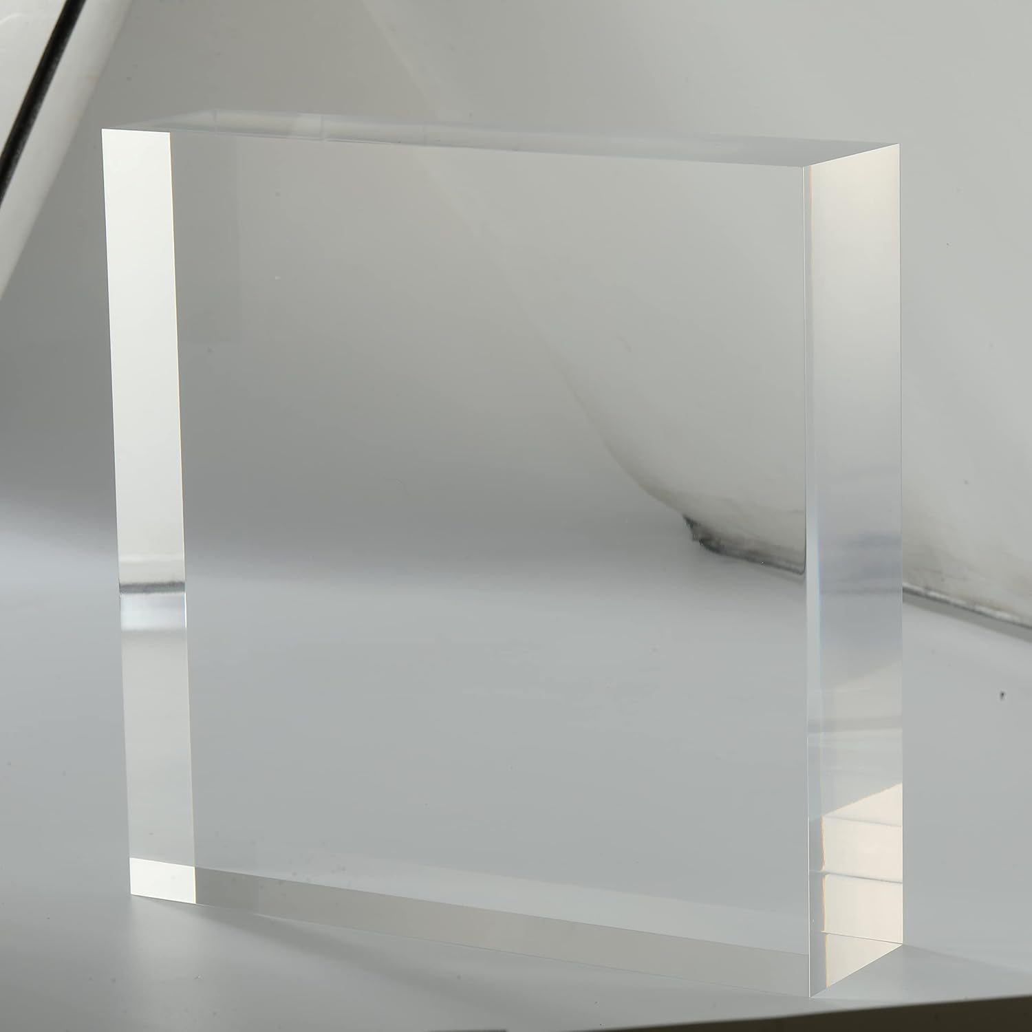 CiaoHER 2in Solid Acrylic Cube Display Block, 2" x 8" x 8" | 2in Thickness, Clear Polished, Pedestal Stand Riser, Solid