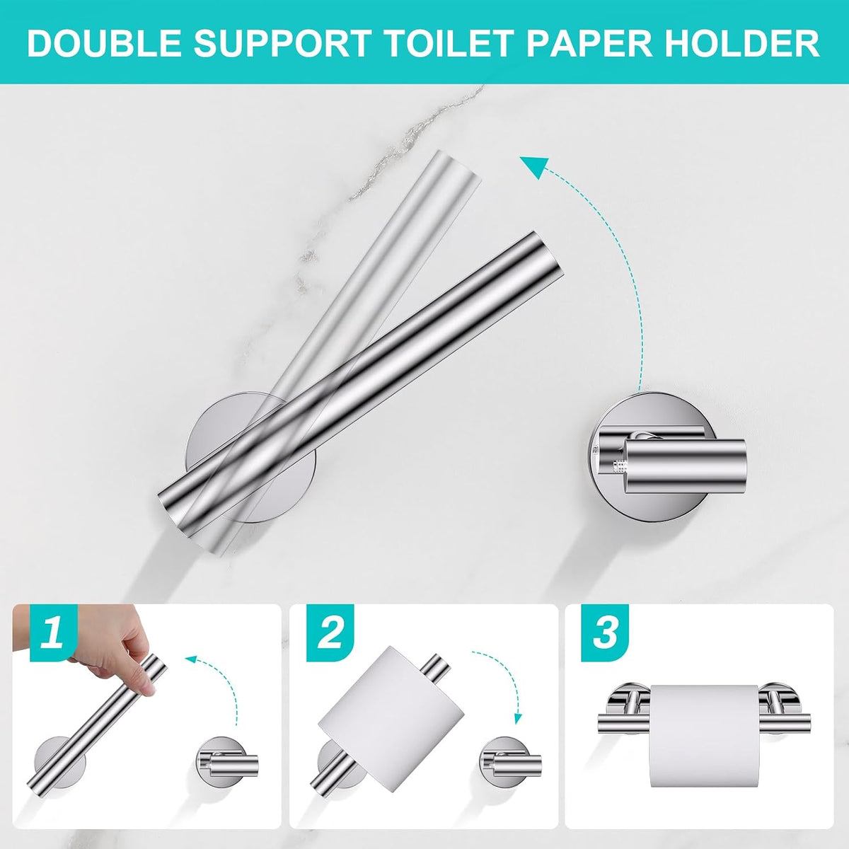 Polished Chrome Towel Bar Bathroom Hardware Accessories Set, 5 Pieces Toilet Paper Holder Towel Racks Set for Bathroom