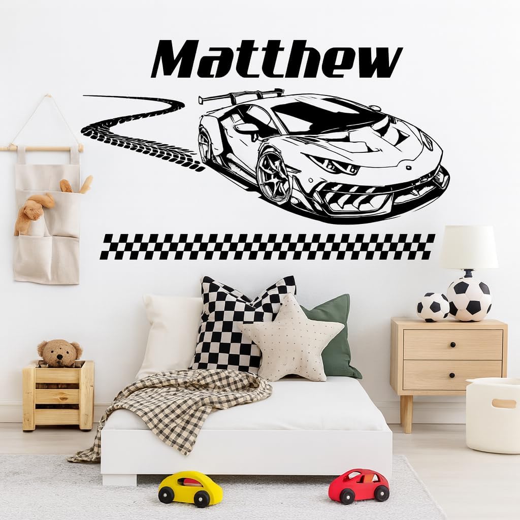 Name Racing Car Wall Decal