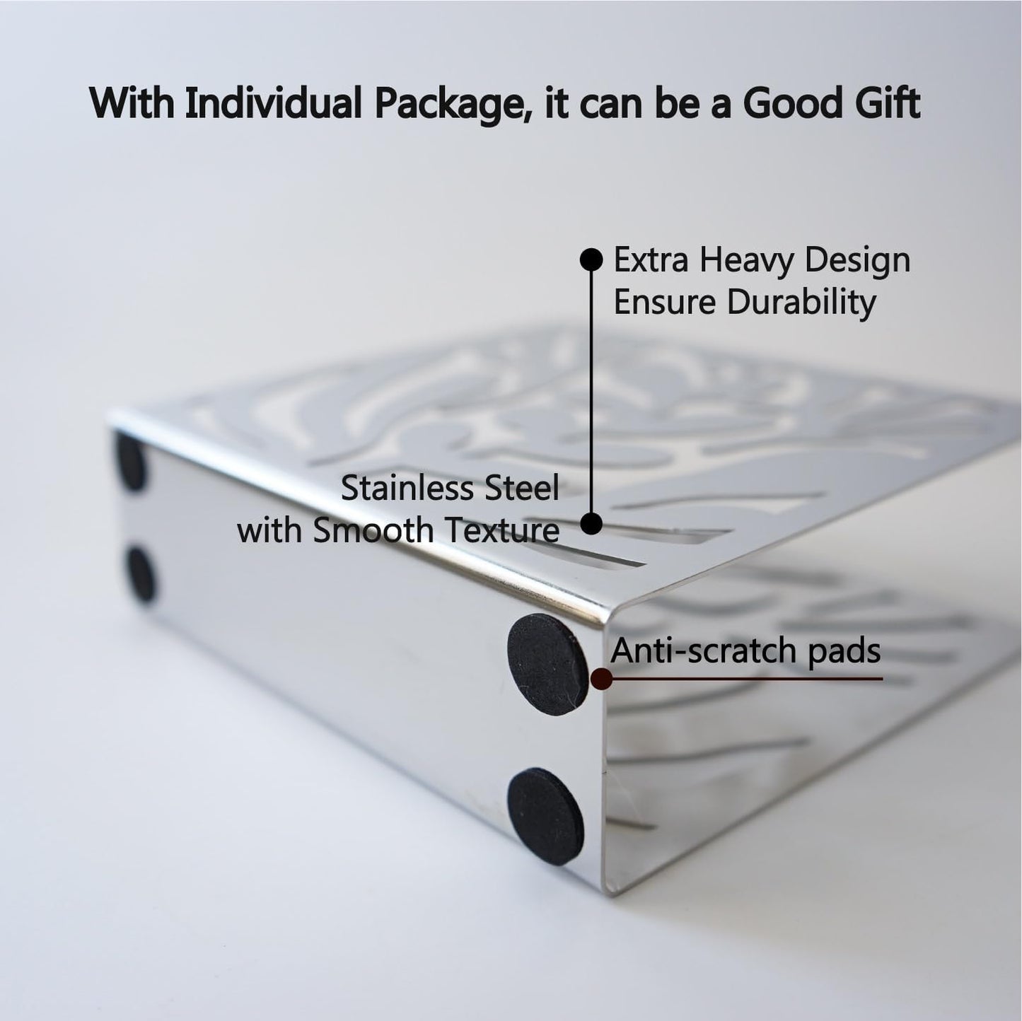 Stainless Steel Modern Art Leaves Silhouette Tabletop Napkin Holder / Silver