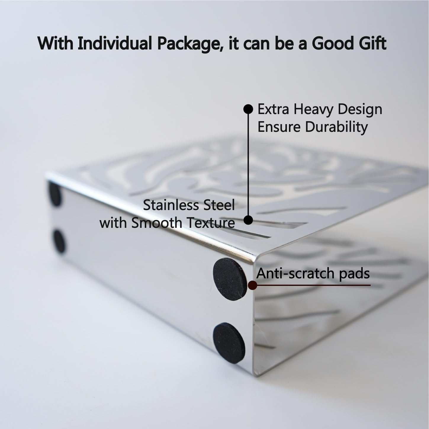 Stainless Steel Modern Art Leaves Silhouette Tabletop Napkin Holder / Silver