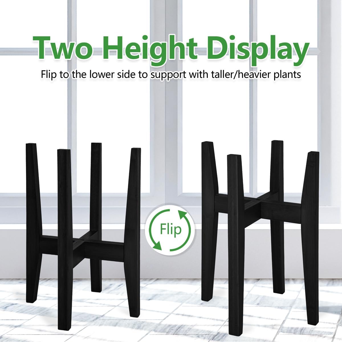 Rnined Plant Stand Indoor, Bamboo Plant Shelf, Adjustable Corner Plants Flower Holders Single Floor Plant Stand, Fits 8