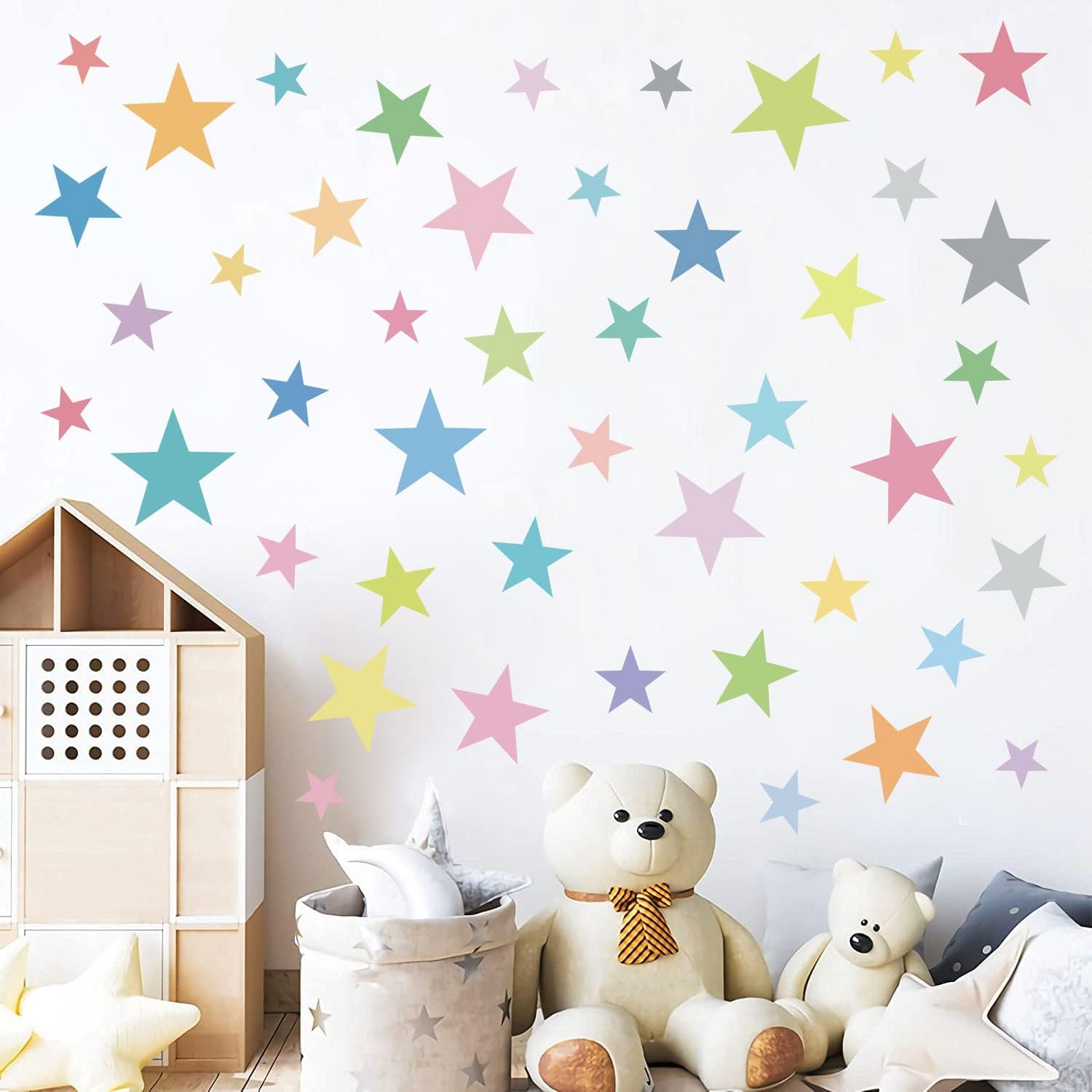 Colorful Boho Star Wall Decals Rainbow Colors DIY Vinyl Wall Art Sticker for Kids Baby / Set of 165