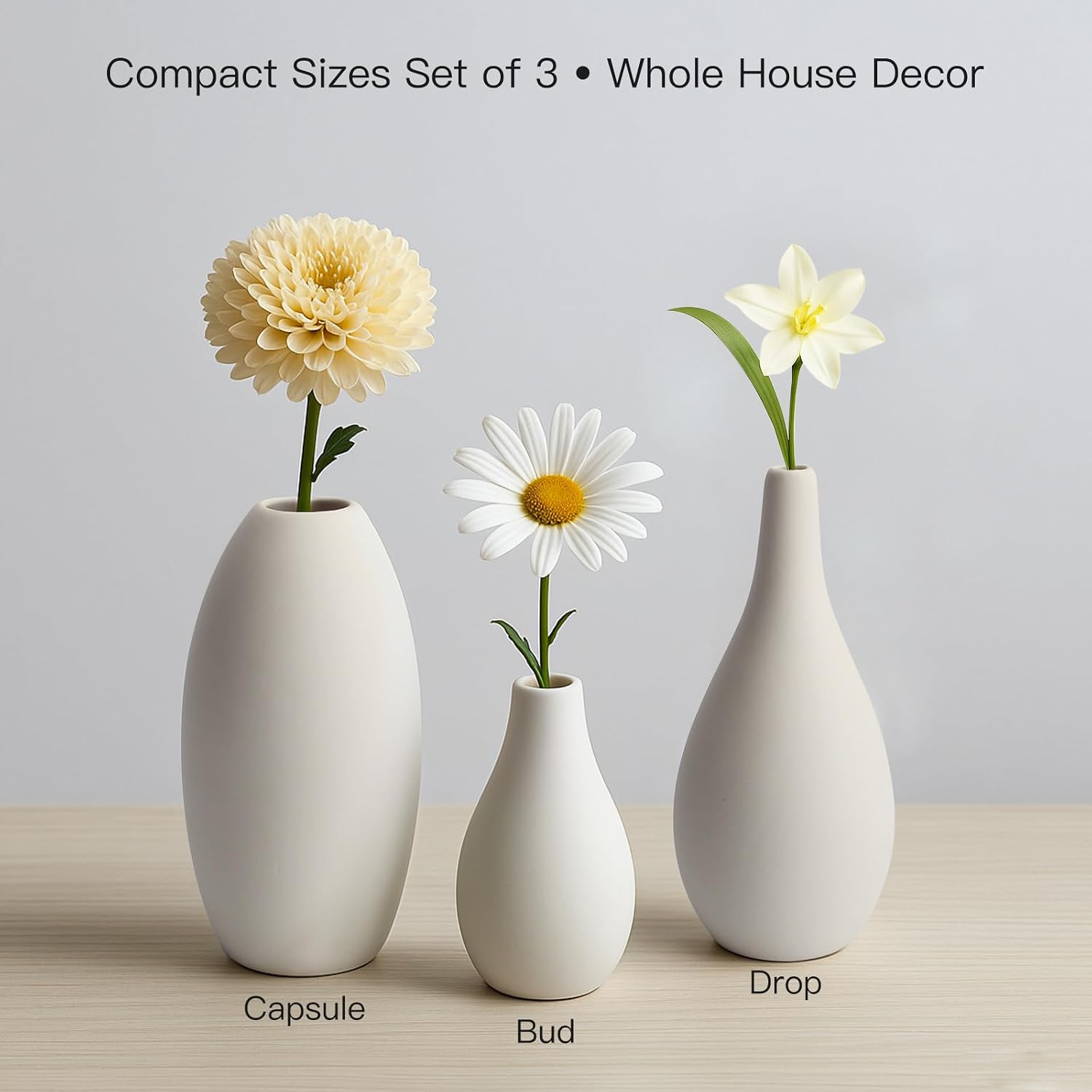 Ceramic Vases / Modern Decorative Flower Vases / 3 Set / Set of 3