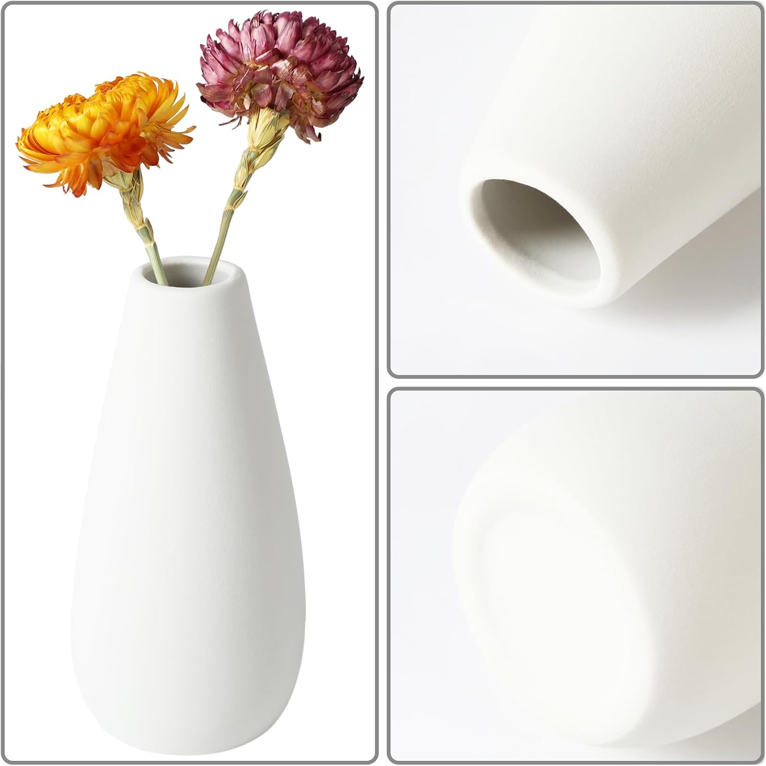 White Ceramic Vases / Medium / White-c / 6 Inch / Set of 6