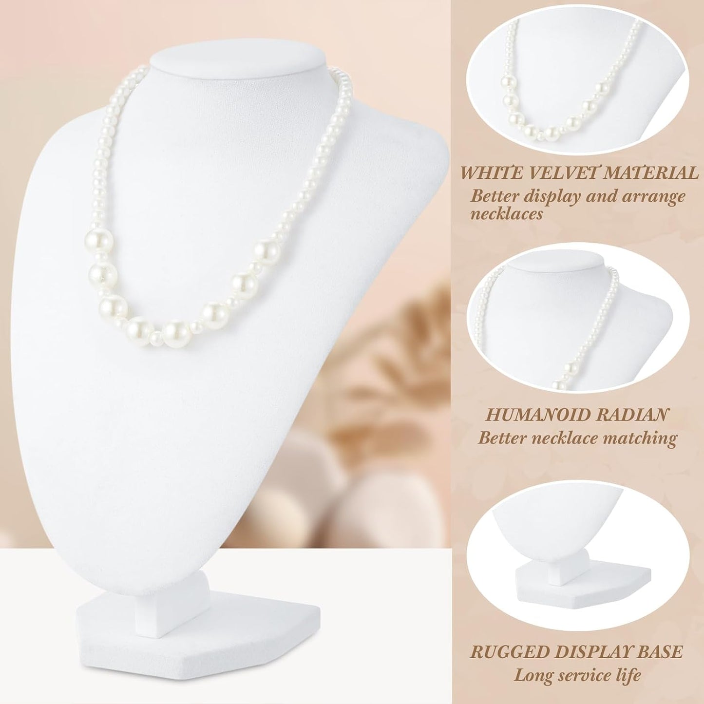 Jewelry Display Set Necklace Display Stand T Bar Bracelet Holder Jewelry / White / Velvet / Set of 6