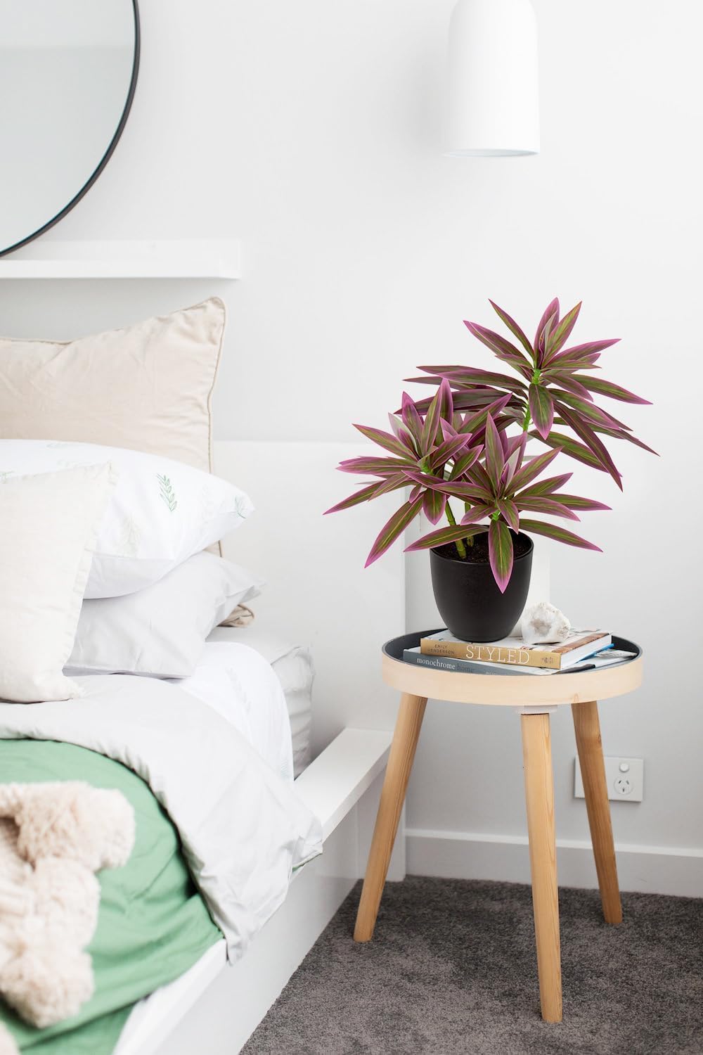 Faux Plants 16.1" Dracaena Artificial Plant Realistic Fake Plants in Pot Small Indoor Plants / Pink
