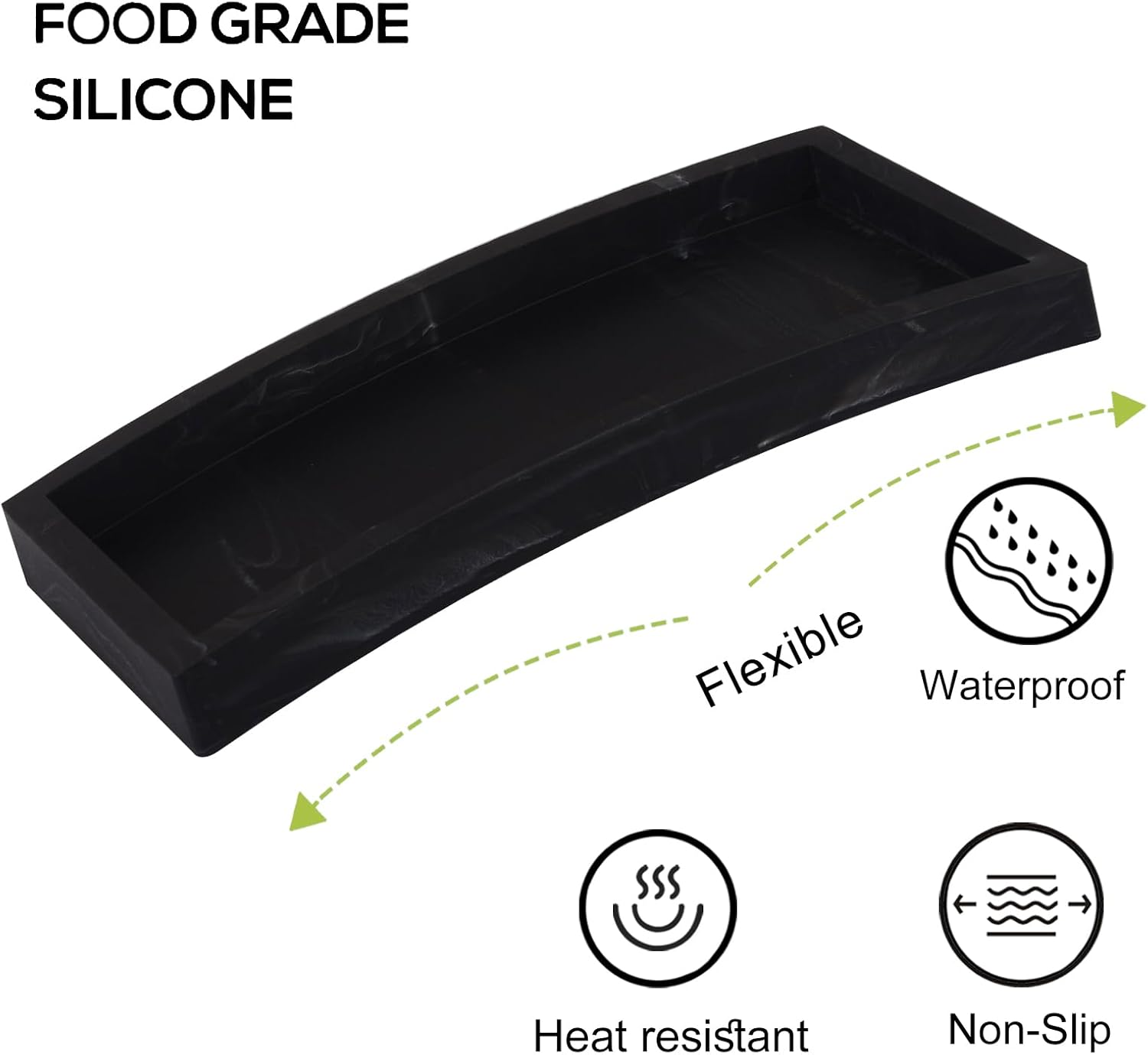 Slicone Vanity Trays / Marble Black / 9.8 x 4.7