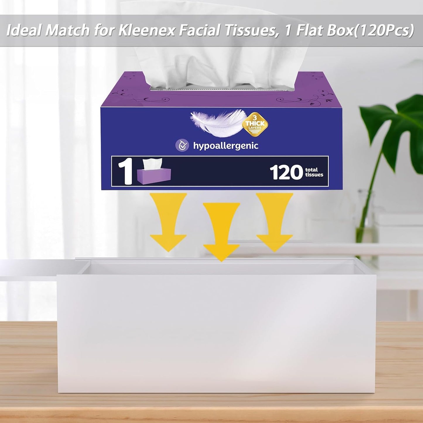 Modern Tissue Box Holder / Shiny White / 9.85"lx5.1"w X4.5"h