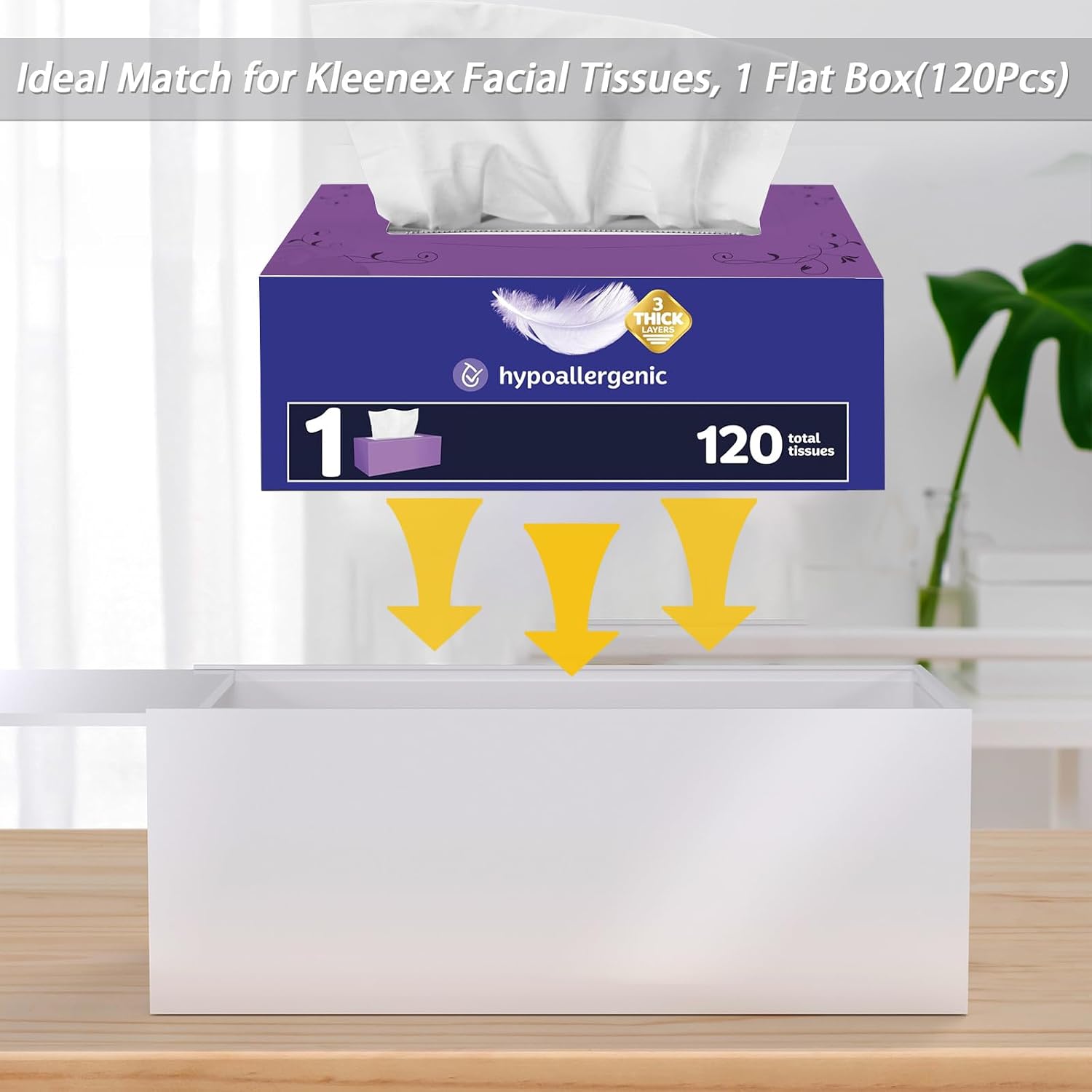 Modern Tissue Box Holder / Shiny White / 9.85"lx5.1"w X4.5"h