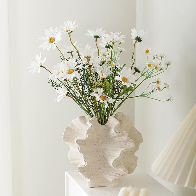 Modern Art Ceramic Coral Flower Vase Home and Office Decoration Sculpture Work Bohemian / White