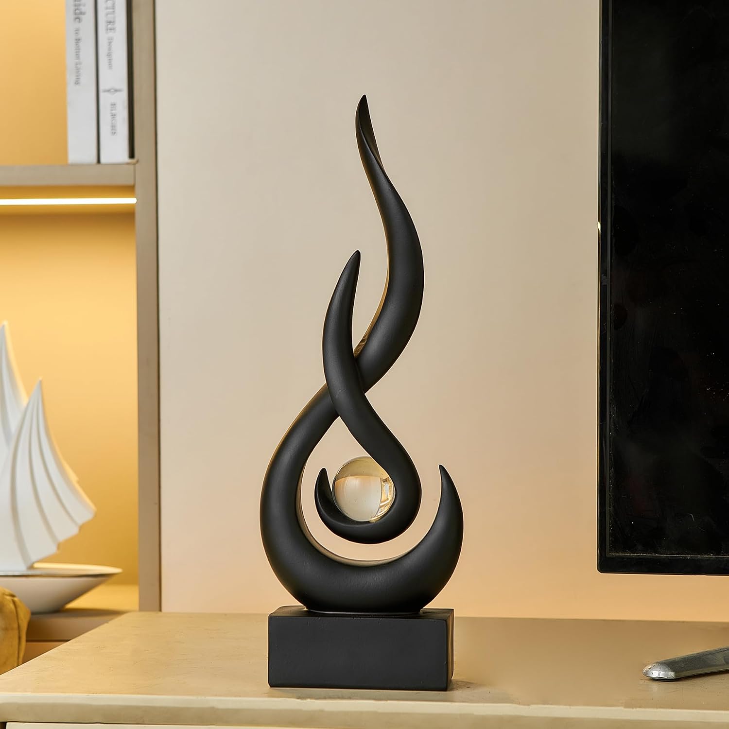 Resin Art Flame Figurines / Black-13.7"h