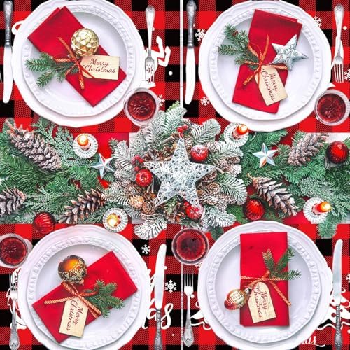 Christmas Placemats Set of 6 Red and Black Plastic Table Mat 17×13×0.04in