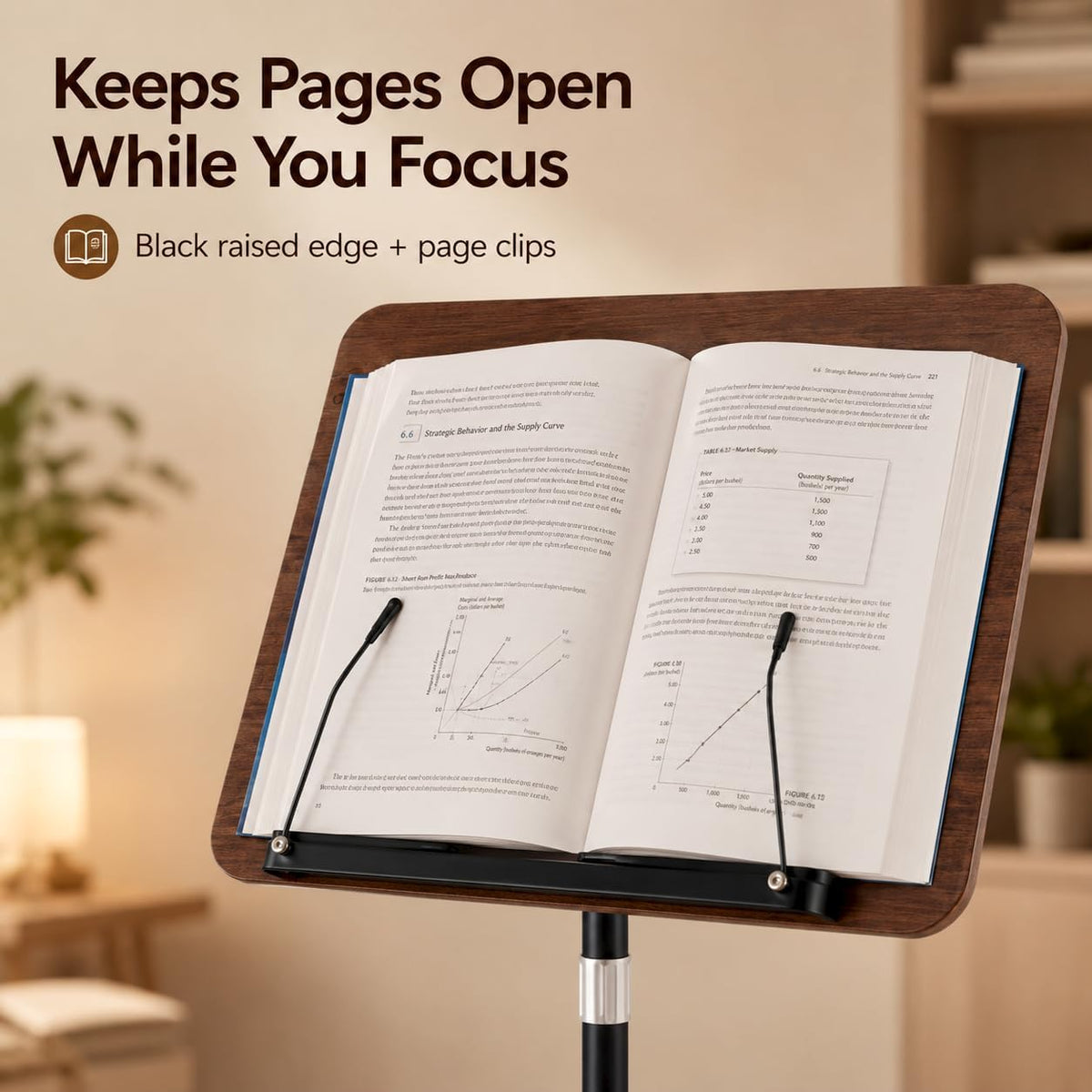Rolling Book Stand with Wheels, Adjustable Sheet Music & Reading Stand | 16.5 x 11.8 in panel | 19-57 in adjustable