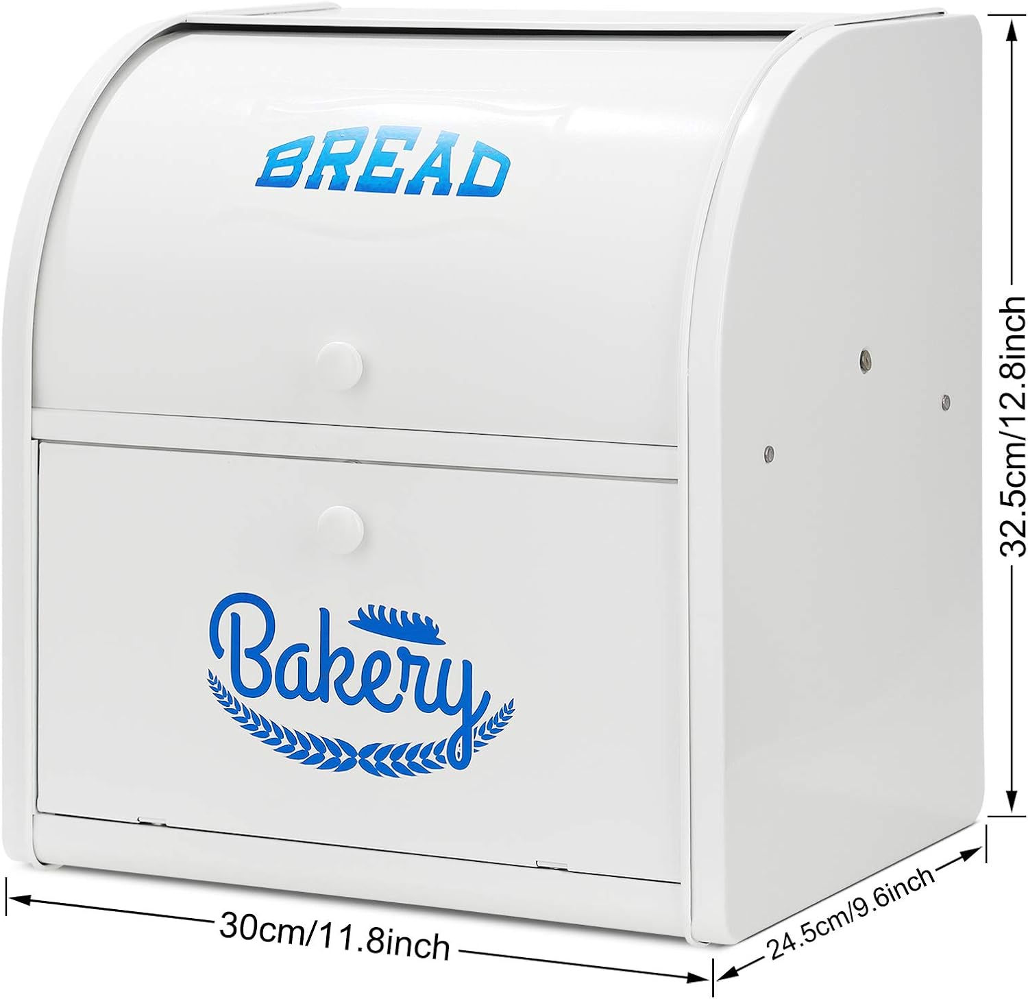 Bread Box, Metal Bread Box for Kitchen Countertop, 2 Layer Roll Top Bread Boxes, Stainless Steel Bread Storage, Kitchen