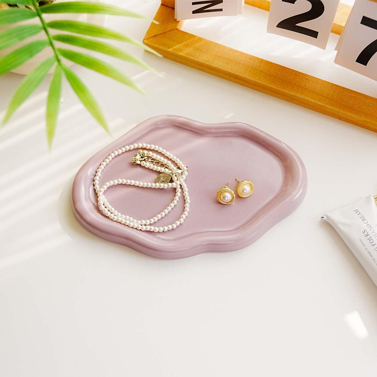 Vanity Ring Dish Ceramic Trinket Ring Holder / Cloud-purple