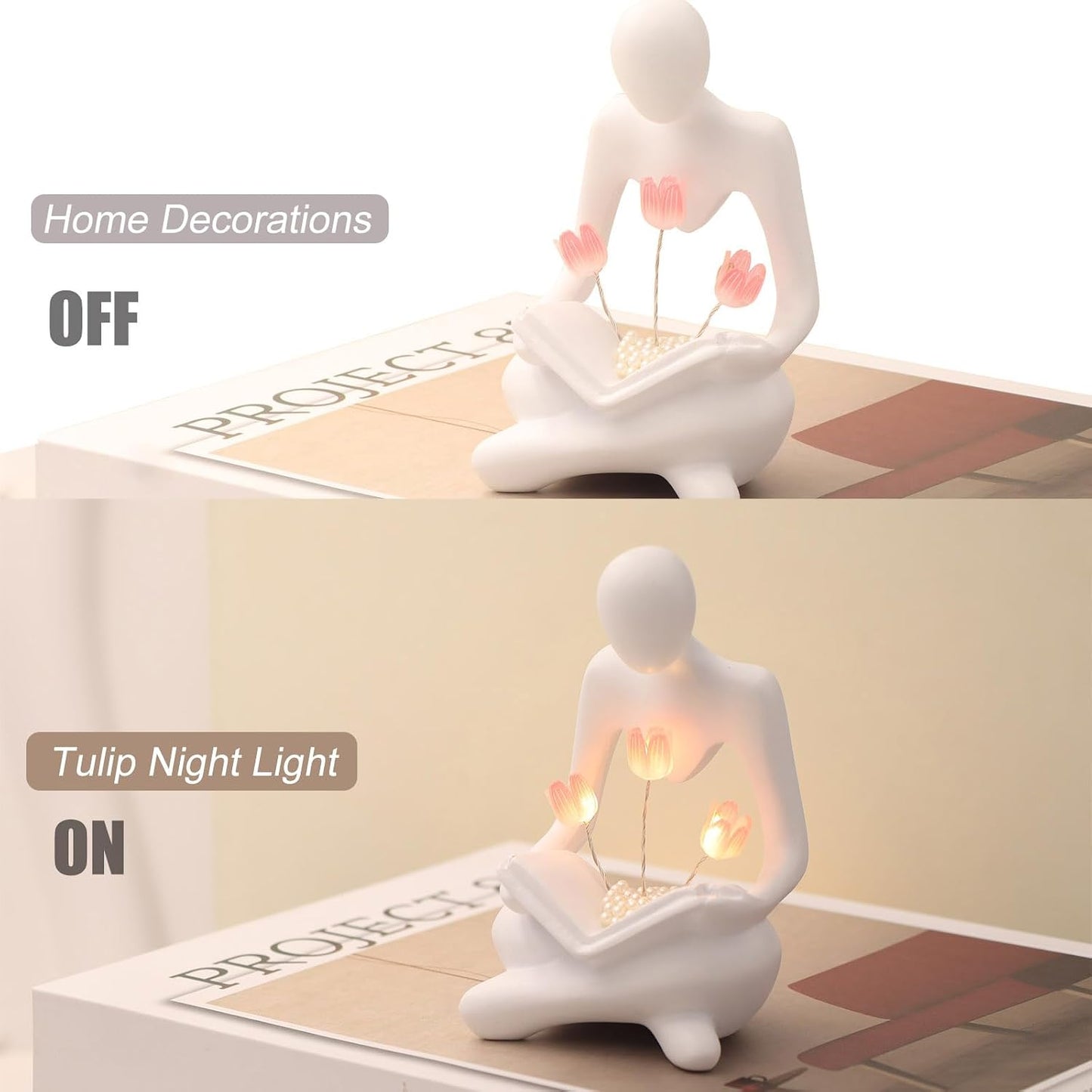 Thinker Statue Figurine Battery Powered Night Light / 01tulip