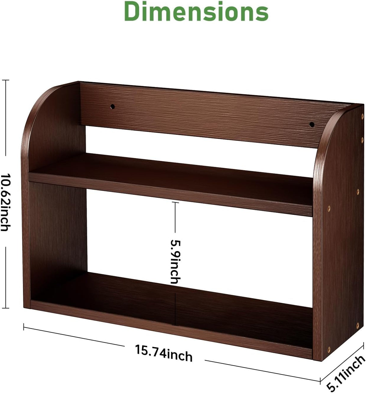 ROMGUAR CRAFT 2 Tier Bamboo Spice Rack, Countertop or Wall Mounting Wood Spice Jars Organizer Shelf for Kitche, Pantry