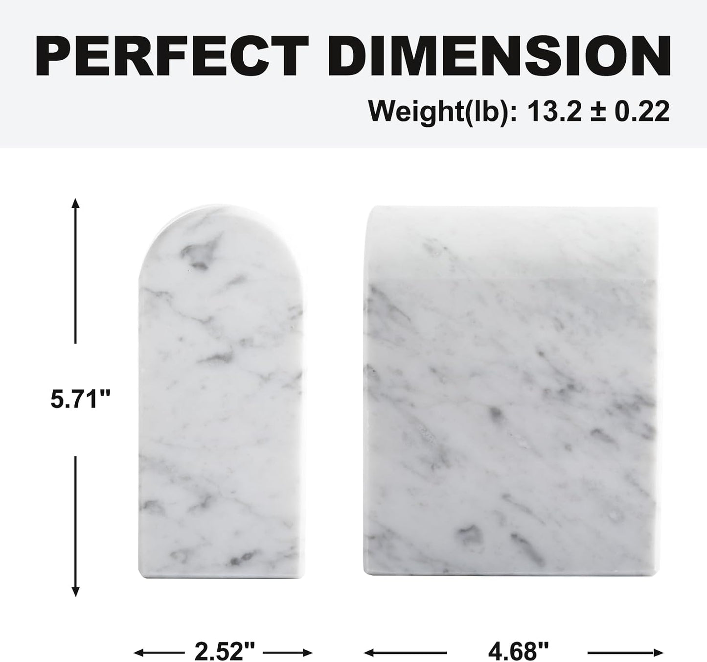 Book Ends for Heavy Books / White Marble-bianco Carrara