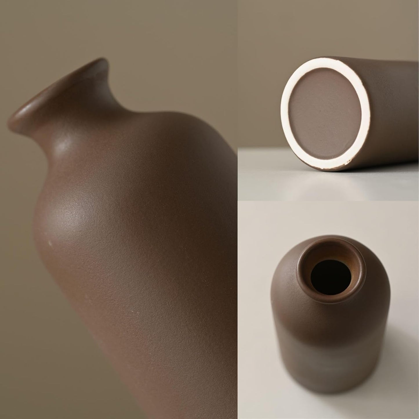 Small Ceramic Vase / Brown / Set of 3