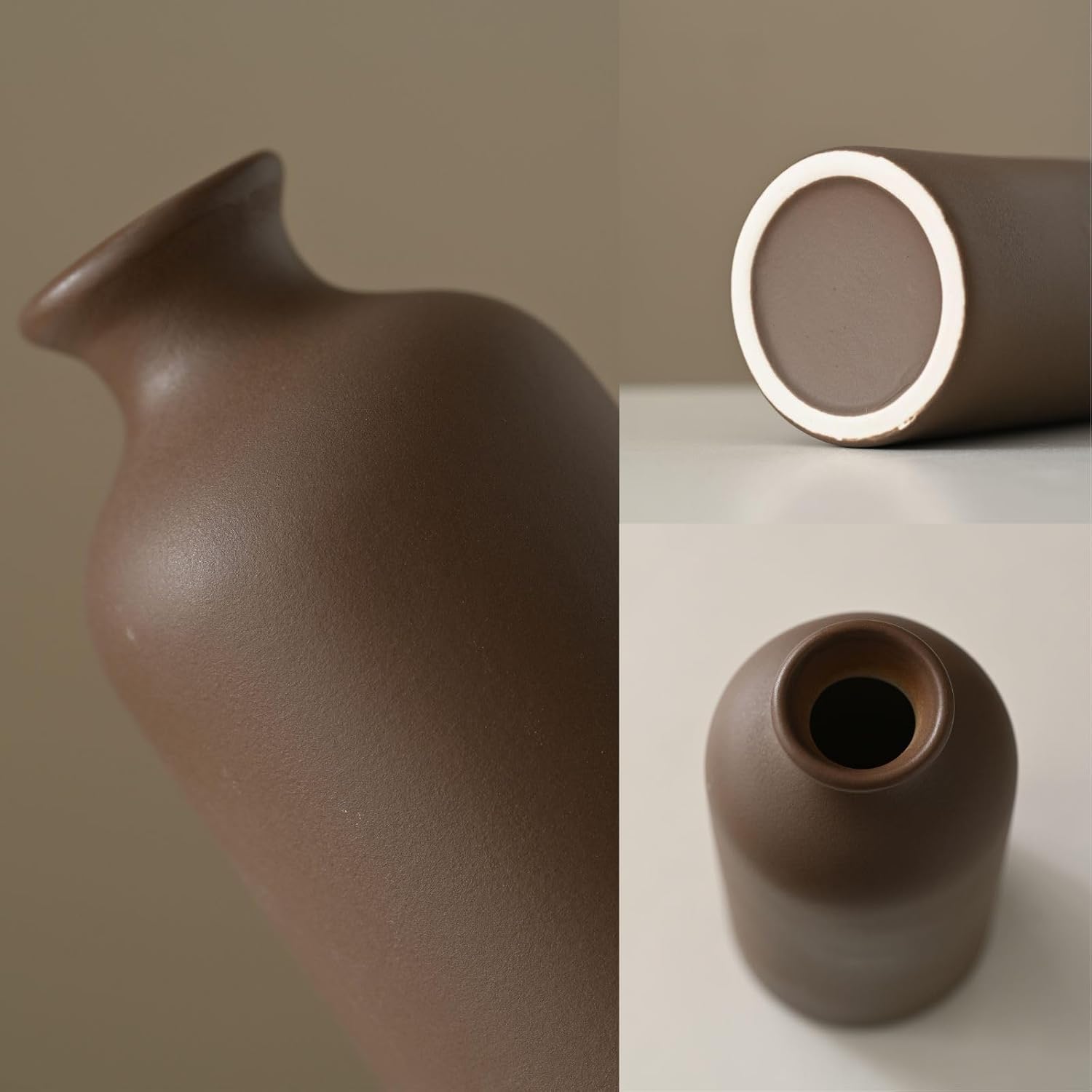 Small Ceramic Vase / Brown / Set of 3