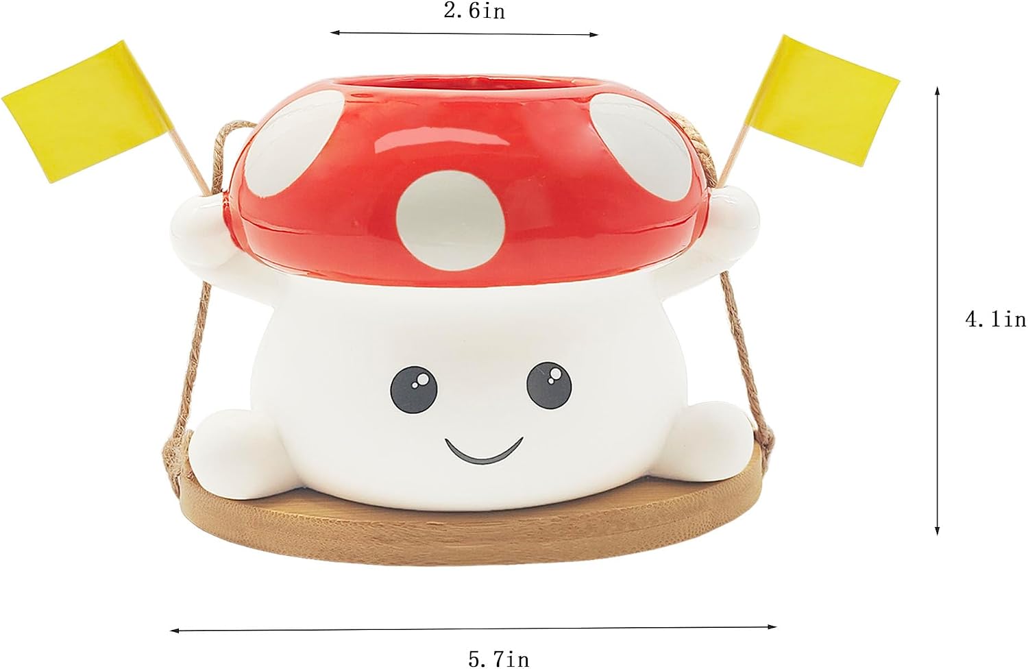 Ceramic Face Planter / Mushroom Swing Hanging Planter