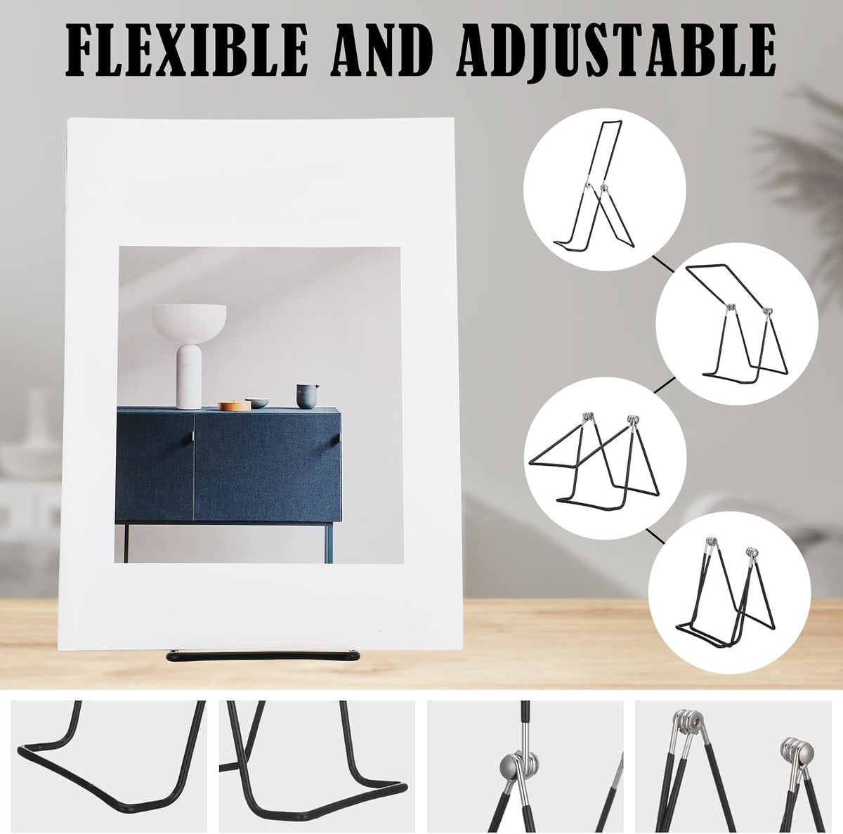 6 Pack 9.17 Inch Large Metal Book Stand for Display Adjustable Display Holder Easel Collector Stand for Home Office