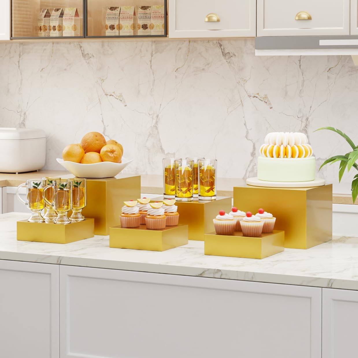 Metal Display Stands for Buffet Table / Gold / 1 Set