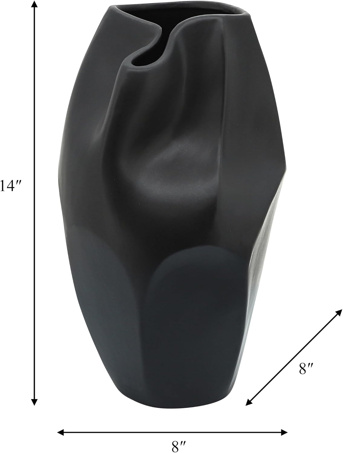 Ceramic Flower Vase / 14.0" H / Black