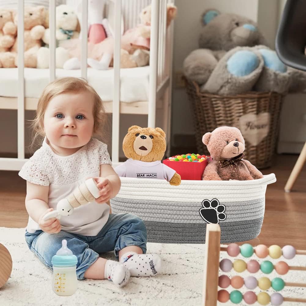 Small Woven Baskets for Organizing Rope Storage Basket / Grey-white