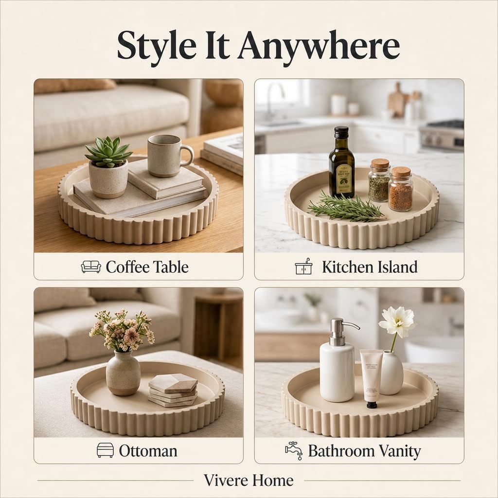 Round Coffee Table Tray / Black / Set of 11