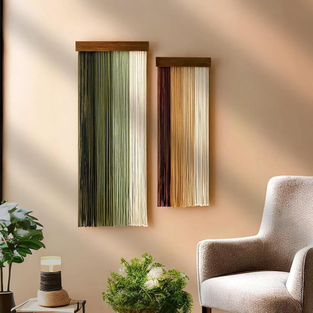 Nordic Home Wall Decor Hand Woven Bohemian Wooden Board Tassel Wall Hanging Wall Decoration Tapestry