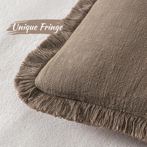 MIULEE Linen Decorative Fall Euro Throw Pillow Covers Cocoa Brown 28x28