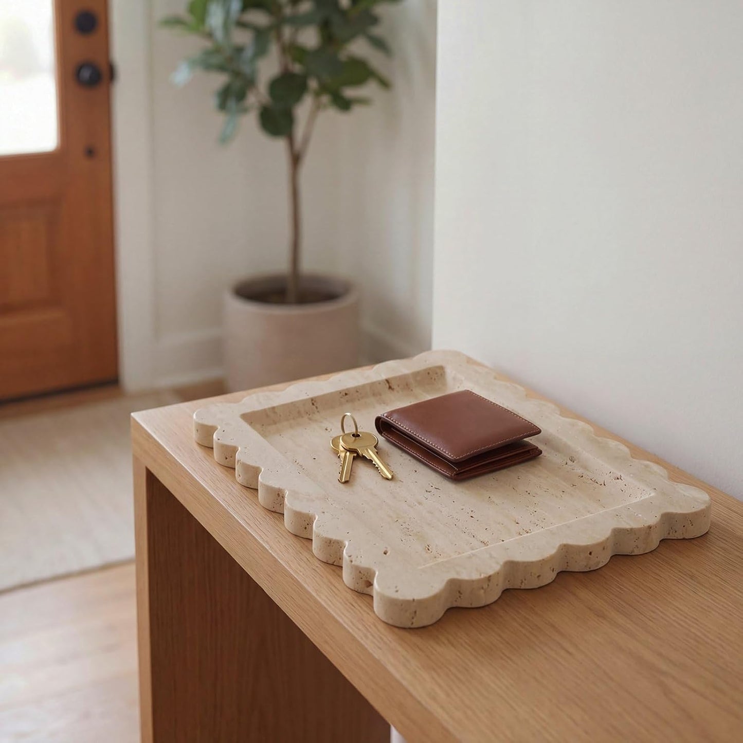 Travertine Tray / Rectangle Vanity Tray / Beige / 11 x 8