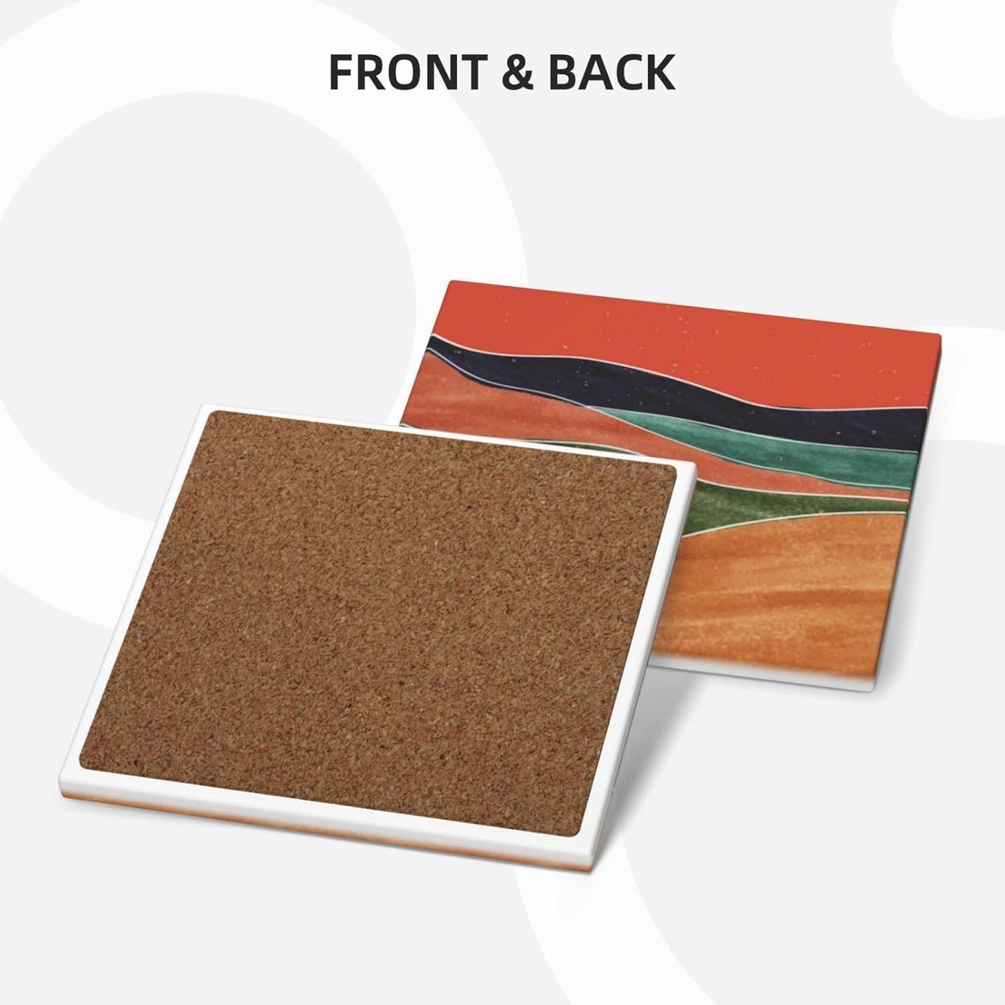 Absorbent Ceramic Coasters for Drinks / Square - Morandi Color Abstract / Set of 6