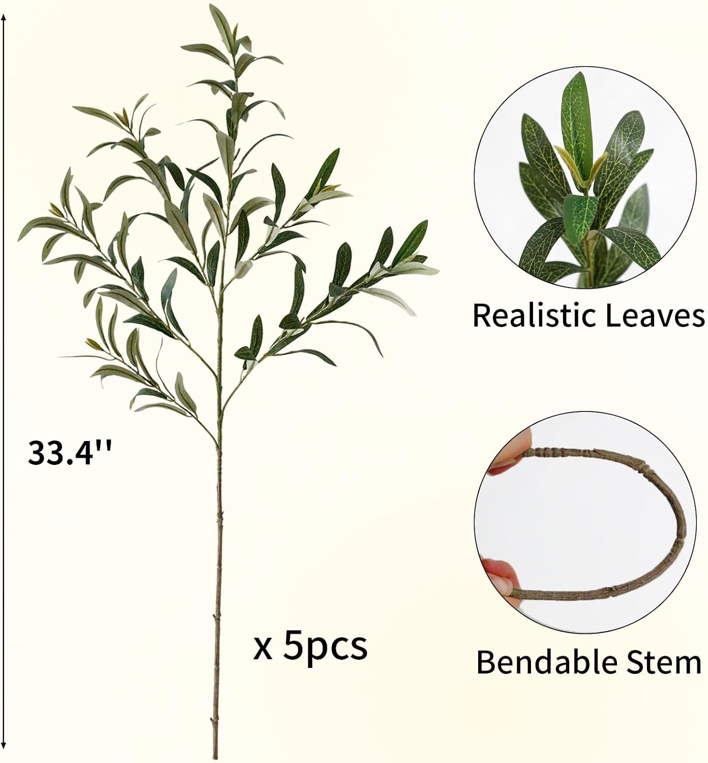 Tall Faux Greenery for Vase / 33.4 / Set of 5