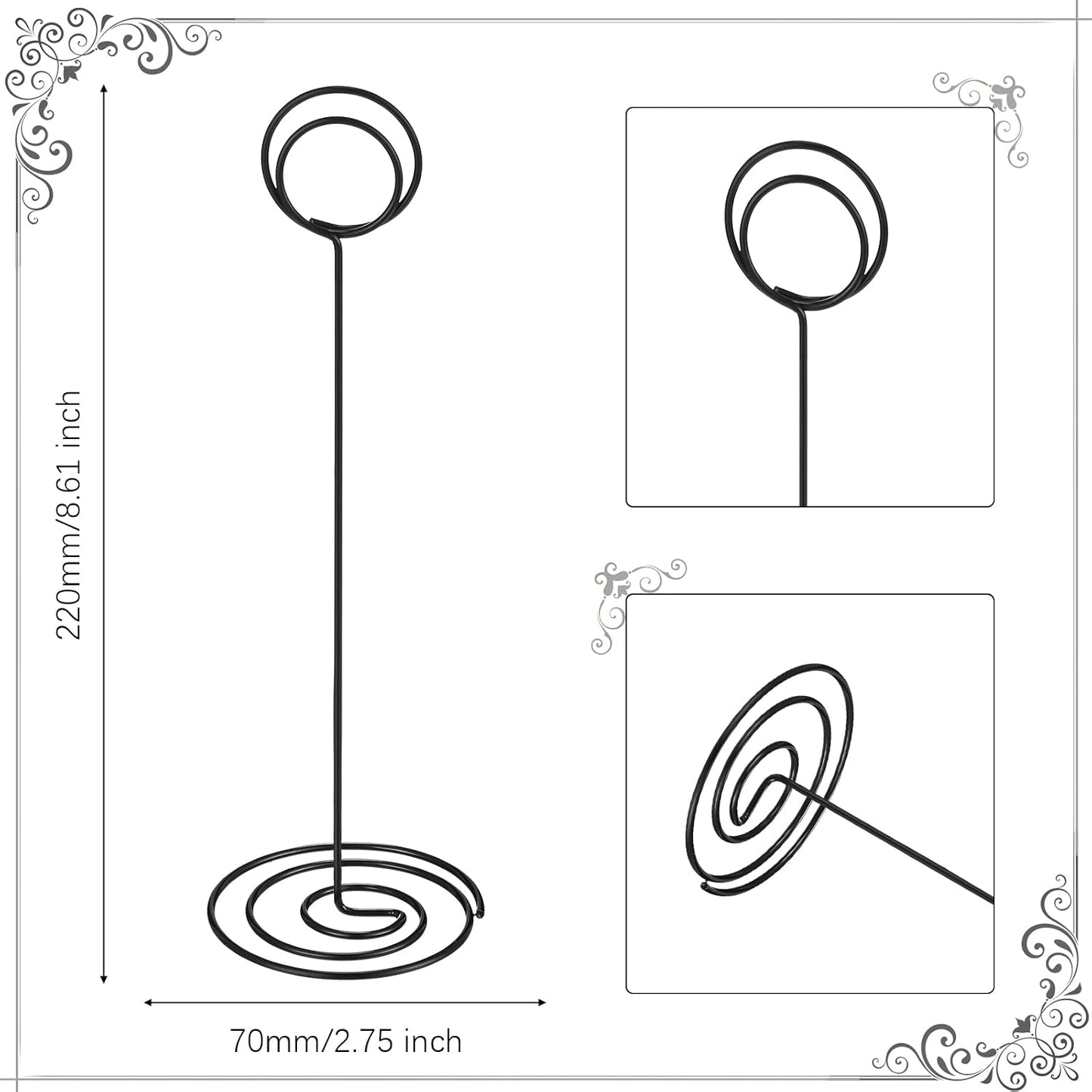 24 Pack 8.86 Inch Table Number Holder Wire Photo Holder Picture Name Menu Clips Memo Note Cards Stand for Wedding