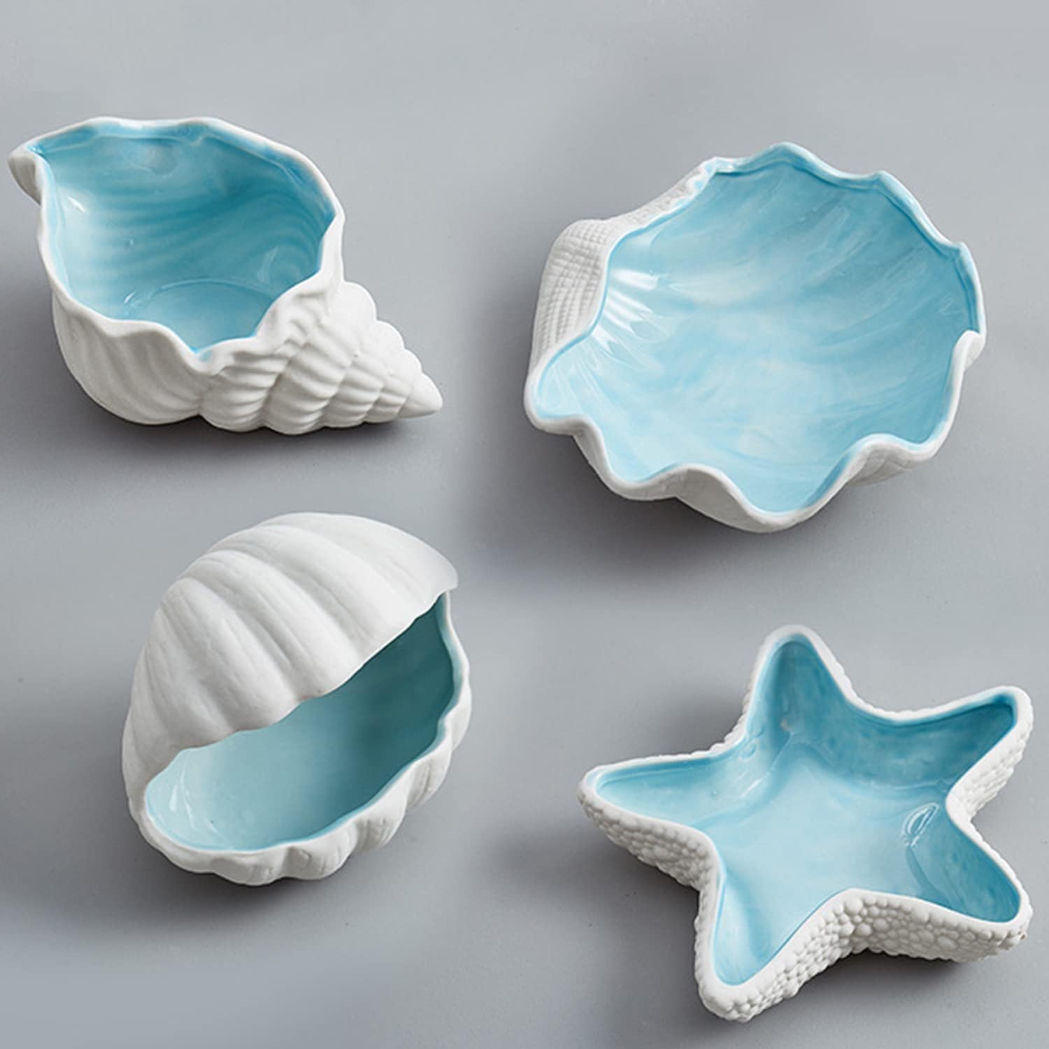 Large Shell Jewelry Dish Tray Ceramic Shell Ring / Shell Jewelry Decorative Tray / 6.7 x 7 x 2.4