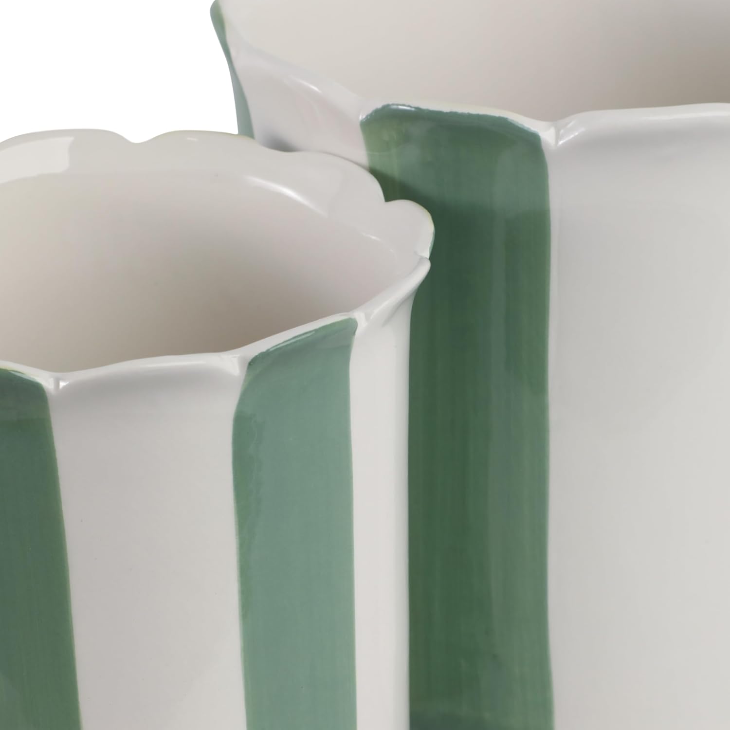Ceramic Planter Pots / 6"L x 6"W x 6"H and 8"L x 8"W x 7"H / Green