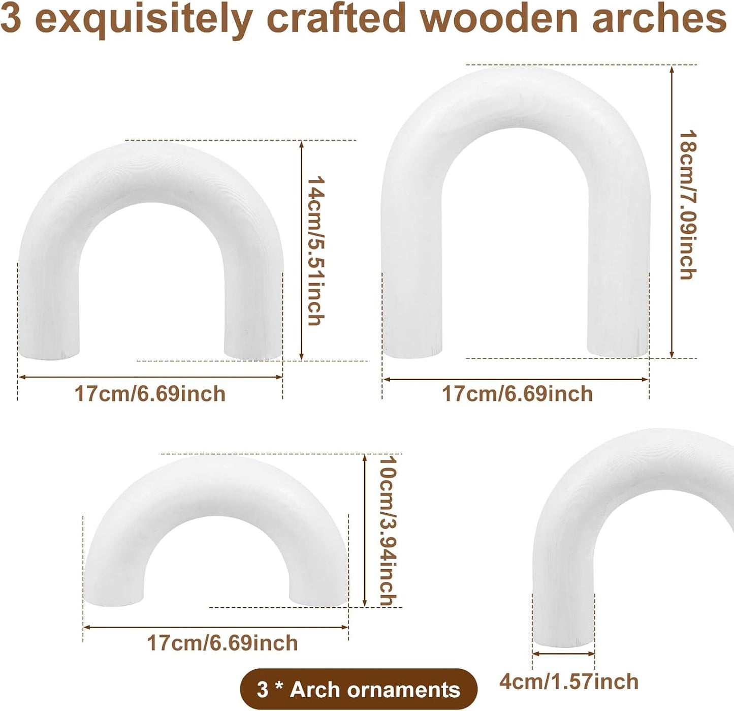Wood Arch Decor Set / White / Set of 3