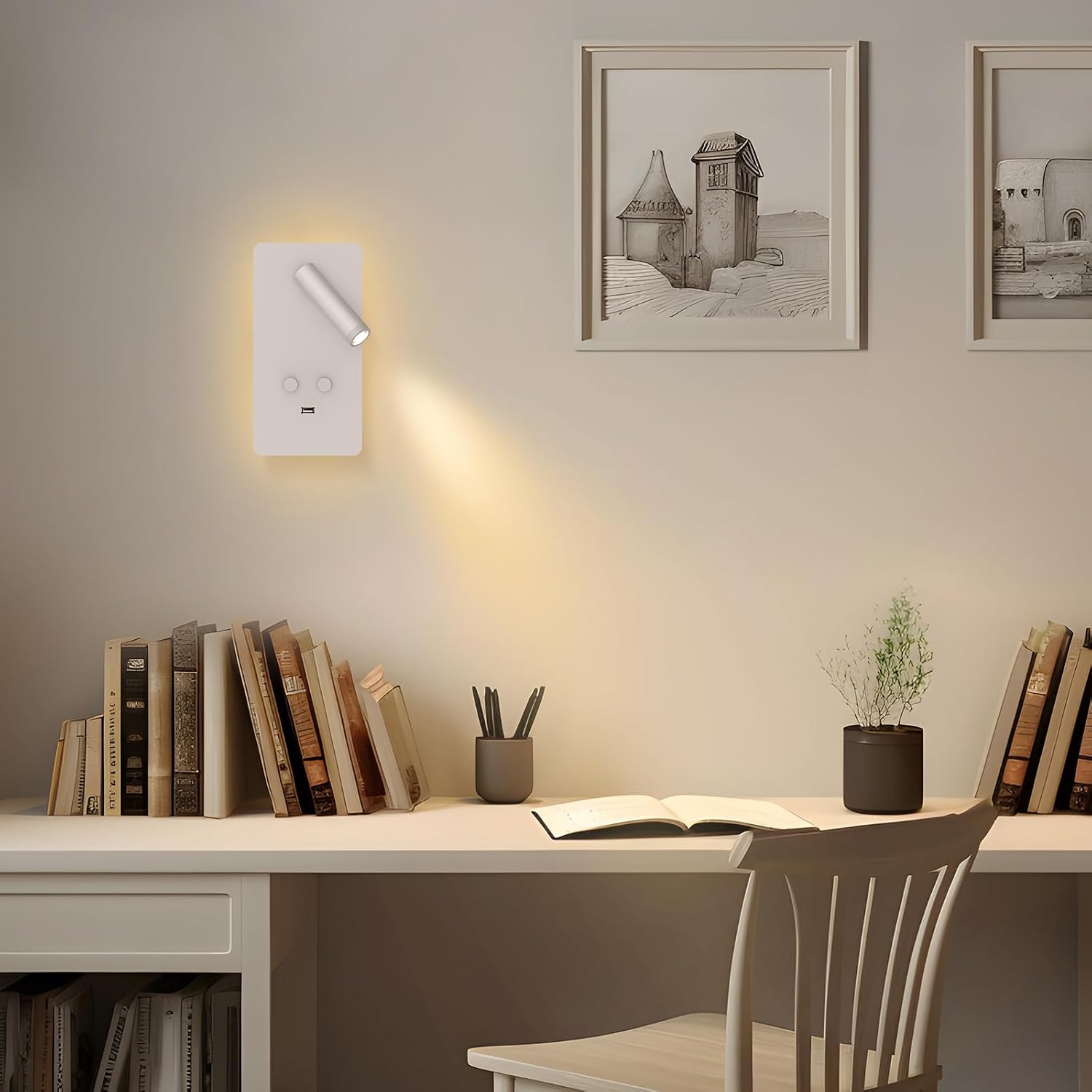 M04 Dimmable Wall Mounted Sconces Reading Light Bedside Lamp with USB Port Headboard Plug in Hardwire Wall Lamps