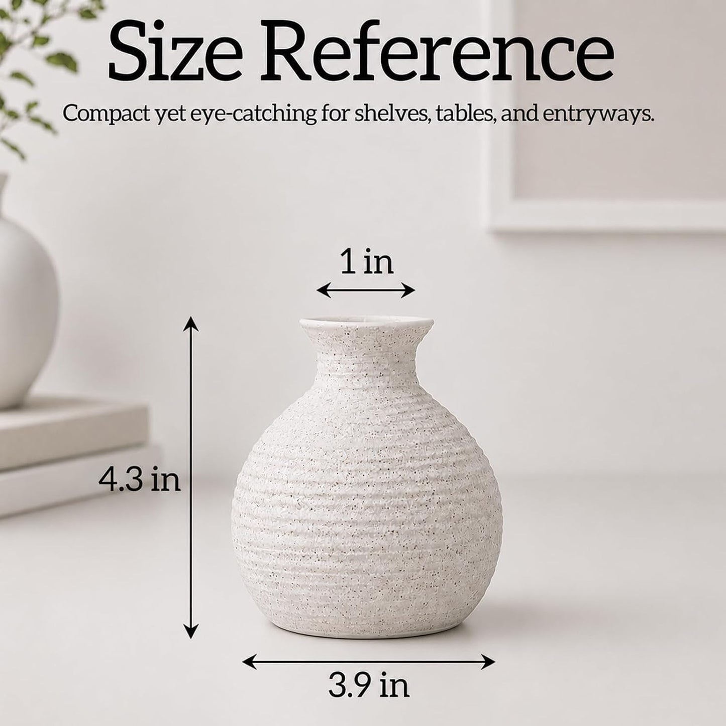 Ceramic Flower Vase Home Decor White Small Vase Decorative Table Farmhouse Vases / Modern White-v14