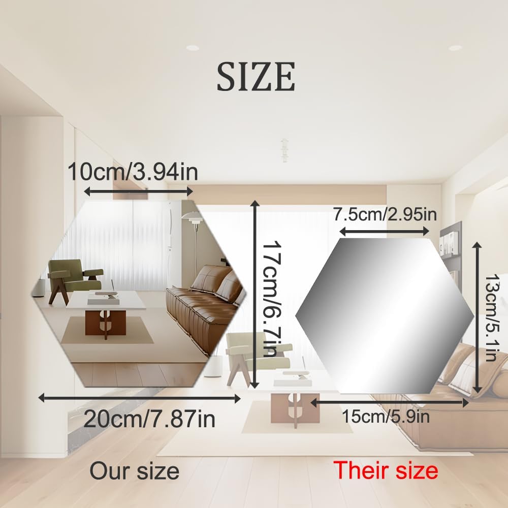 Hexagon Art DIY Decorative Acrylic Sheet Plastic Tiles Home Living Room Bedroom / Gold / Set of 12